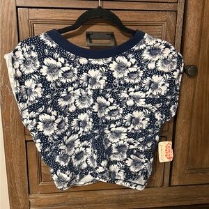 FP Movement by Free People Floral Crop Top in Navy and White